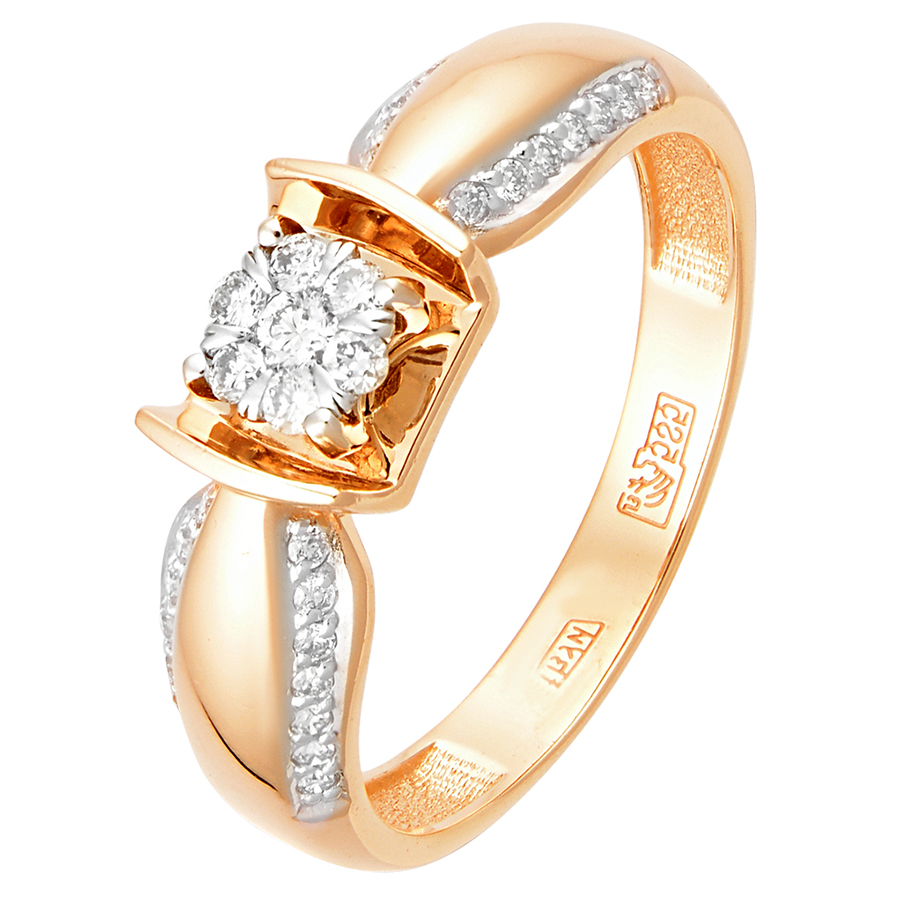 Кольцо, золото, бриллиант, красный, 1011739